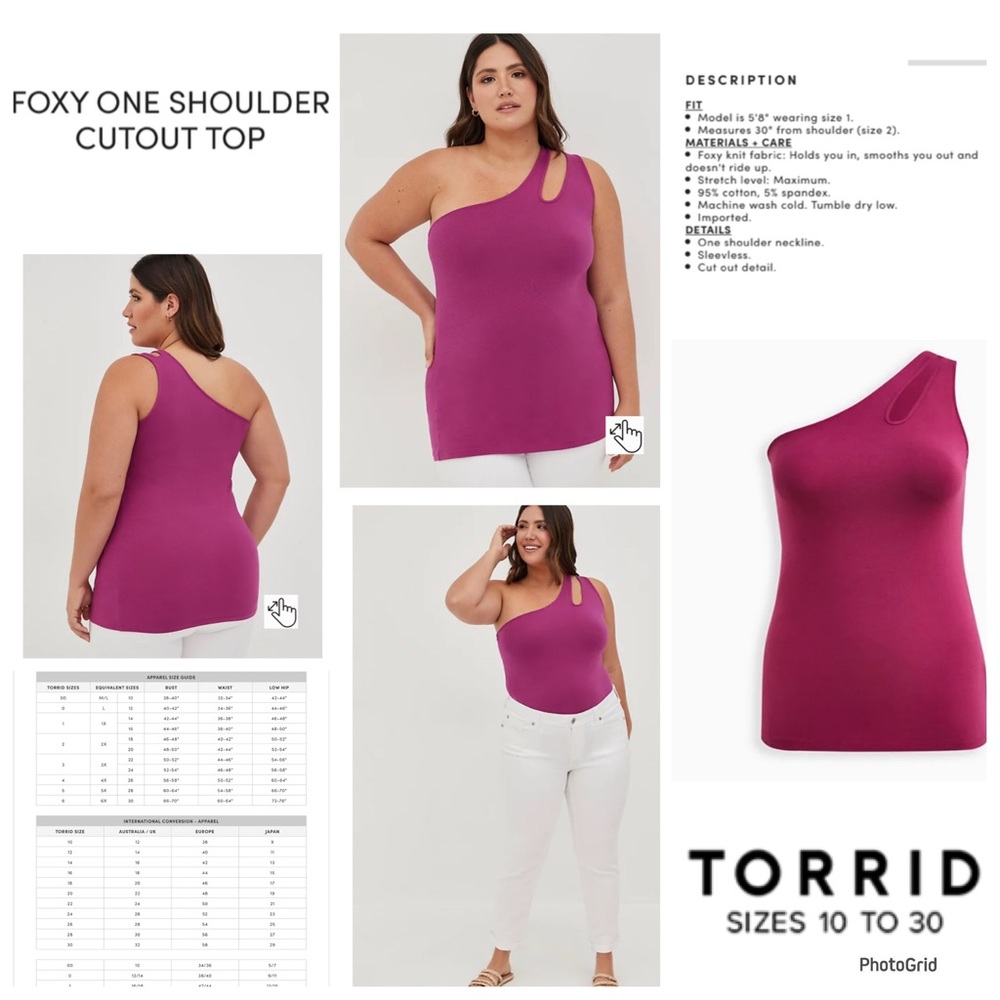 Torrid 3 plus size berry foxy one shoulder cutout top NWT